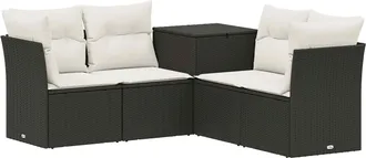vidaXL Juego De Sof&aacute; 5 Uds. Negro Y Blanco Crema Vidaxl