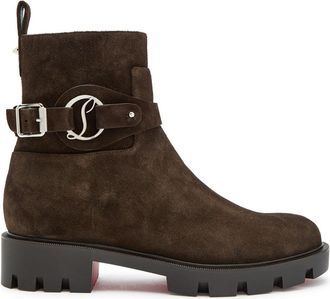 Christian Louboutin Dianouchette Lug Suede Ankle Boots - Brown - 38 (IT38 / UK5)