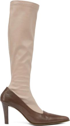Maison Margiela knee-high leather boots - women - Leather/Calf Leather/Calf Leather - 38.5 - Brown