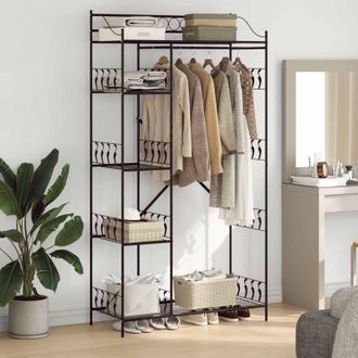 vidaXL vidaXL Armadio Aperto con lo scaffale Nero 101 x 43 x 188 cm Acciaio