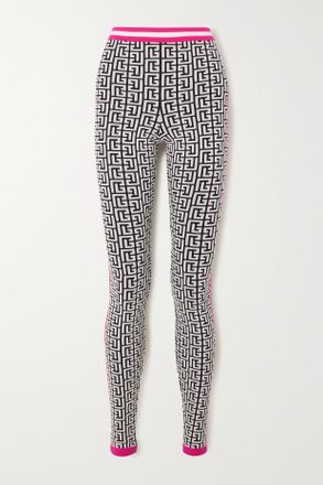 Balmain Leggings In Misto Lana Jacquard - Nero