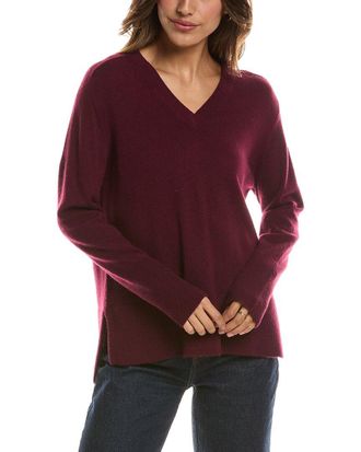 Fort&eacute; Cashmere Hi Low Easy V-Neck 100% Cashmere Sweater