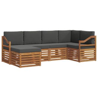 vidaXL Conjunto De Sof&aacute; Seccional Con Coj&iacute;n 6 Pcs Natural Y Antracita Vidaxl