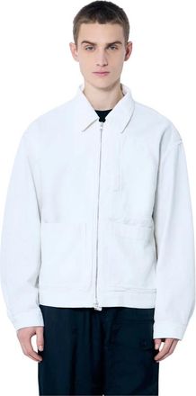 Dries Van Noten Klassiek Jack met Rits aan de Voorkant - Heren - Zomerjassen - Wit - M - Katoen - Jassen