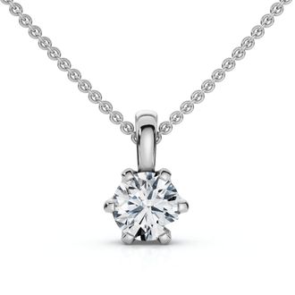 Pompeii3 1/4Ct Round Solitaire Brilliant Cut Lab Grown Diamond Pendant 18 Necklace