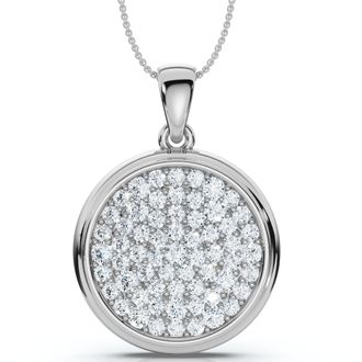 Pompeii3 91Ct Pave Diamond Andrea Medallion Charm 18 Necklace 1 Tall