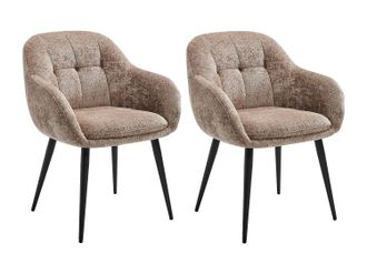 Pascal Morabito Juego de 2 sillas con reposabrazos en tejido texturizado y metal negro - Topo - LASSANDRA de Pascal Morabito