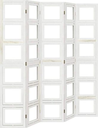 vidaXL Divisorio Ambienti 5Pannelli Bianco Legno Massello di Paulownia - Vidaxl