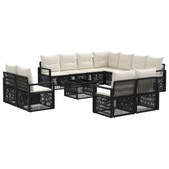 vidaXL Conjunto De Sof&aacute;s De Jard&iacute;n 12 Pcs Negro Rat&aacute;n Sint&eacute;tico Vidaxl