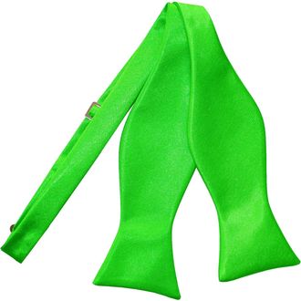 DQT Men Self Tied Plain Satin Tuxedo Bow Tie - Apple Green
