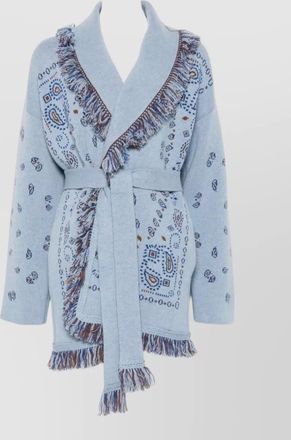Alanui cashmere jacquard belted cardigan