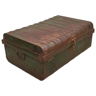 Wanderlust Deco Maleta De Metal Acabado Artesanal Marr&oacute;n 67x37x25h Cm