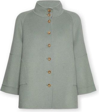 Elena Miro Double Mixed Wool Caban - Dames - Zomerjassen - Groen - 3XL - Wol - Jassen