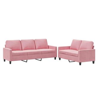 vidaXL Vidaxl Set Di Divani 2 Pz Con Cuscini Rosa In Velluto