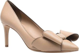 Ferragamo 80Mm Double Bow Leather Pump