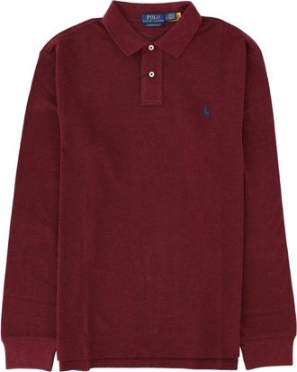 Polo Ralph Lauren Burgundy Embroidered Logo Long-Sleeve Cotton Polo Shirt