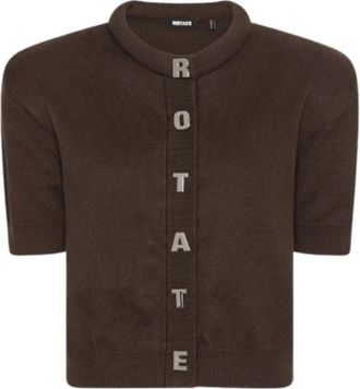 Rotate Firm Knit Ss Cardigan - Dames - Vesten - Bruin - L - Katoen - Truien & Vesten