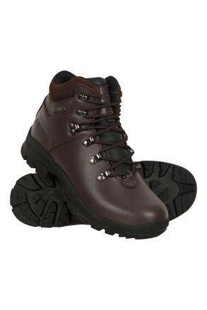Mountain Warehouse Latitude II Extreme Womens Leather Boots Waterproof Hiking Shoes Dark Brown