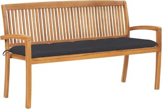 vidaXL Vidaxl - Banco De Jard&iacute;n Apilable Con Coj&iacute;n Madera Maciza De Teca 159 Cm