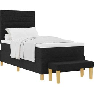 vidaXL Box Spring Bed with Mattress Black 90 x 190 cm Fabric vidaXL