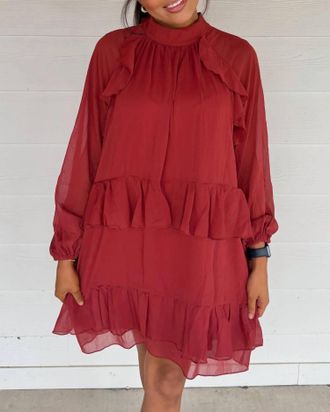 Pinch Design Rosalia Ruffle Mini Dress In Rust