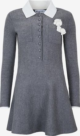 Self Portrait Kurzes Strickkleid mit Kragen und abnehmbarer Brosche