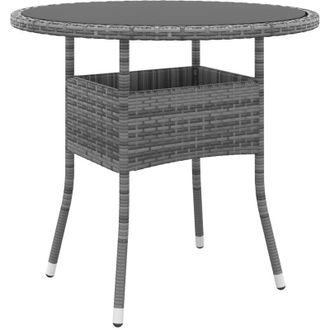 vidaXL Tavolo da Giardino &Oslash;80x75cm Vetro Temperato e Polyrattan Grigio - Vidaxl