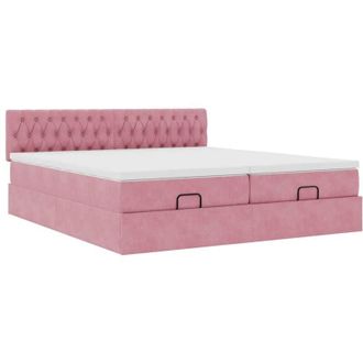 vidaXL Estructura De Cama Otomana Colchones Terciopelo Rosa 200x200cm Vidaxl