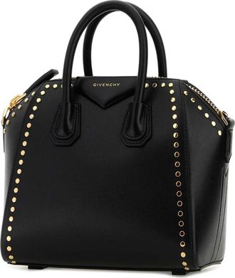 Givenchy Womens Studded Leather Top Handle Bag Black Calf
