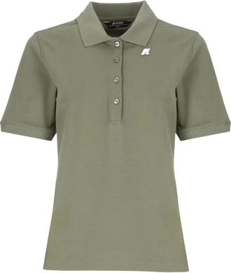 K-Way three-button short-sleeve polo top - women - Cotton/Lycra - S - Green