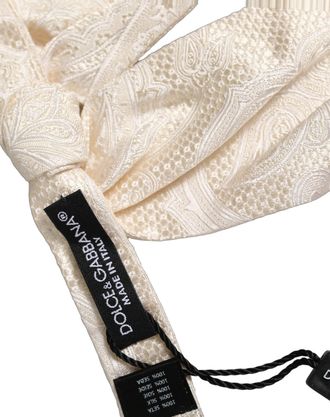 Dolce & Gabbana Paisley Silk Bow Tie - White