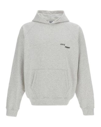A.P.C. Straight-Cut Hooded Sweatshirt in Heathered Grey Cotton Fleece