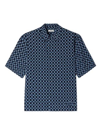 Sandro geometric-pattern shirt - men - Viscose - M - Blue