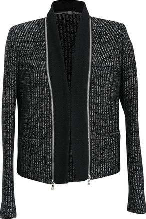 Sandro Sandro Tweed Zip-Accent Blazer in Black Wool