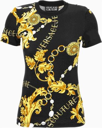 Versace Jeans Couture Zwarte T-shirt en Polo Collectie - Dames - T-shirts - Zwart - 2XS - Tops
