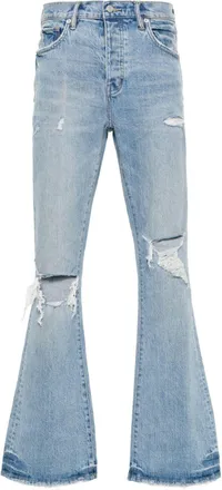 Purple logo-patch flared jeans - men - Cotton/Leather/Spandex/Elastane - 30 - Blue