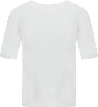 Herno Glam Knit T-Shirt - Dames - Ronde hals truien - Wit - XL - Katoen - Truien & Vesten
