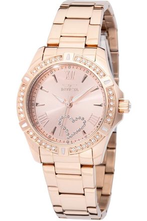 Invicta Angel 49843 Dames Horloge - Quartz Uurwerk - Roestvrij Staal met rosegouden Wijzerplaat - 34mm