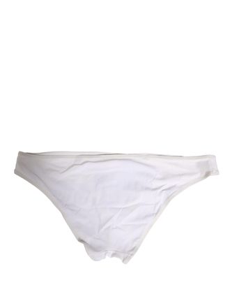 Dolce & Gabbana Womens White Dg Logo Plaque Bikini Bottom Underwear Elastane Nylon Clothing