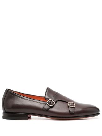 Santoni Stringate con fibbia doppia - Marrone