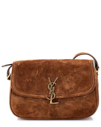 Saint Laurent Brown Suede Solferino Nm Bag Small (Authentic Pre-Loved)