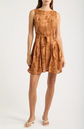Moon River Embroidered Sleeveless Minidress in Rust at Nordstrom, Size X-Small