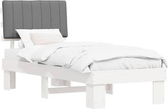 vidaXL Estructura De Cama Con Cabecera Tapizada Gris Claro 75 X 190 Cm Vidaxl