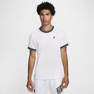 Nike Mens Court Heritage Short-Sleeve Tennis Top in White | FN0318-101