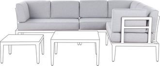 Beliani Conjunto De Fundas De Coj&iacute;n De Exterior Para Asiento Y Respaldo De Sof&aacute; Gris Rima Iii