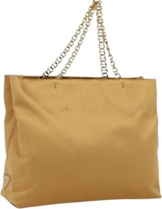 Prada Pre-owned Tote Bags, female, Brown, Size: ONE SIZE Pre-owned Satin Tote Bag
