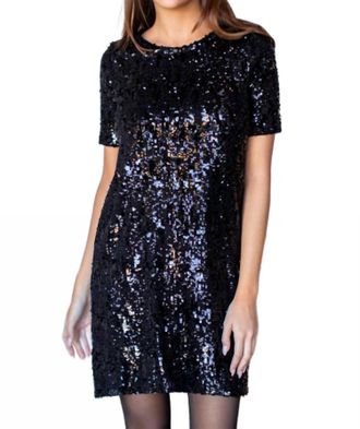 Emerson Fry Modern Shift Dress In Black Sequin