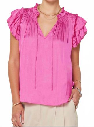 Current Air Tiered Ruffle Short Sleeve Blouse In Pink