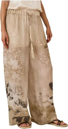 Souvenir Pantal&oacute;n Palazzo Estampado - Dames - Wijde Broeken - Beige - L - Broeken