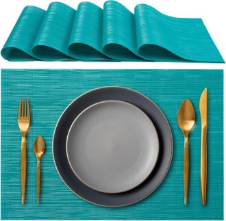 OEM Elegante Juego De Vajilla De 45 X 30 Cm, Ideal Para La Cena, El Almuerzo Y El Desayuno - 6 Piezas - Lavable, Resistente Al Calor, Antideslizante Y Ant
